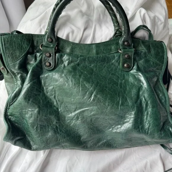 Auth F/W 2007 Balenciaga Pine Green Chevre Agneau City Shoulder Bag - Picture 2 of 16